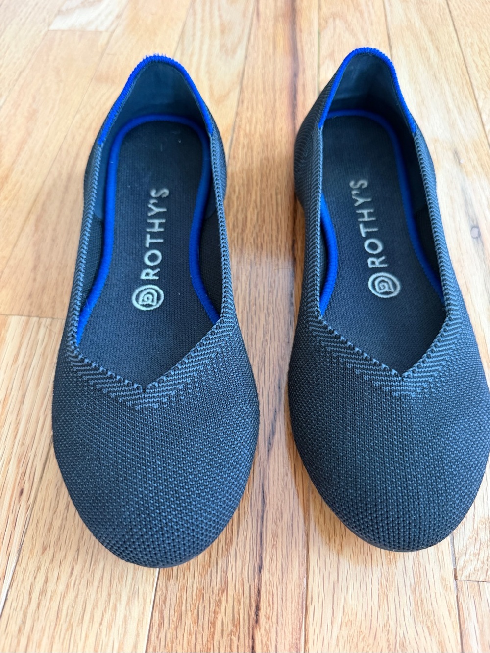Rothy’s The Flat Women’s Size 8 Black Blue Knit Ballet Flats Stripe Washable